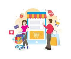 conceito de compras online com personagens vetor