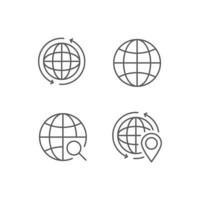 conjunto simples de ícones de contorno do globo