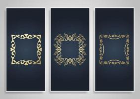 Coleção de banners decorativos com elegantes molduras douradas vetor