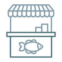 ícone de duas cores de linha de mercado de peixe vetor
