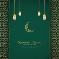ramadan kareem, fundo de luxo verde árabe islâmico com padrão geométrico e belo ornamento vetor