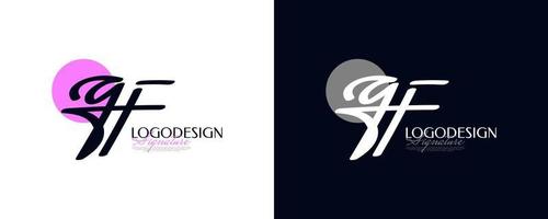 design inicial do logotipo g e f em estilo de caligrafia elegante e minimalista. logotipo ou símbolo de assinatura gf para casamento, moda, joias, boutique e identidade comercial vetor