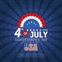 Estados Unidos da América feliz dia da independência cartão, banner, ilustração vetorial horizontal. feriado eua 4 de elemento de design de julho com bandeira americana com curva vetor
