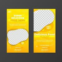 design de modelo de promoção de venda de banner de menu de comida. desenho vetorial editável com fundo líquido. vetor