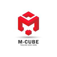 letra m logotipo, cubo ou design de forma hexagonal, em estilo 3d vetor