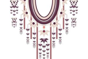 gola de camisa tradicional decorada com flores e formas geométricas. as cores podem ser personalizadas conforme necessário. vetor