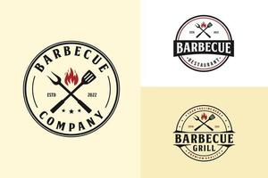 logotipo de marca de churrasco e restaurante