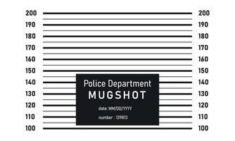 mugshot criminal com uma escala em centímetros. escalação da polícia. fotografia. vetor