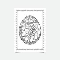 ovo de páscoa floral em fundo branco. página para colorir para crianças e adultos. ilustração vetorial. vetor