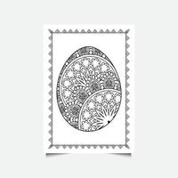 ovo de páscoa floral em fundo branco. página para colorir para crianças e adultos. ilustração vetorial. vetor