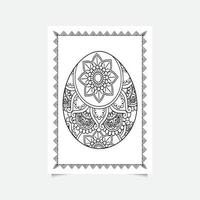 ovo de páscoa floral em fundo branco. página para colorir para crianças e adultos. ilustração vetorial. vetor