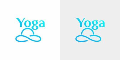 design de logotipo de marca de palavra de ioga em fundo preto e cinza. vetor