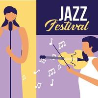 Mulheres tocando música no festival de jazz vetor