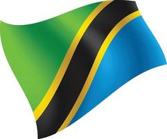 bandeira da tanzânia acenando ilustração vetorial isolada vetor