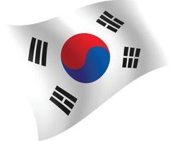bandeira da coreia do sul acenando ilustração vetorial isolada vetor