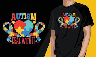 autismo lidar com isso design de t-shirt vetor