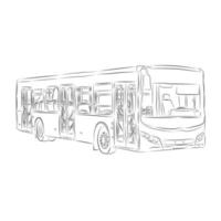 ônibus moderno desenhado em gráficos vetoriais a lápis. um veículo para pessoas, um ônibus. vetor