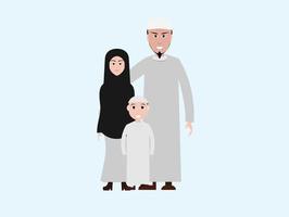 traje islâmico da imagem dos desenhos animados da família muçulmana vetor