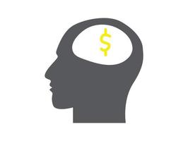 cabeça humana com ícone de símbolo de dólar ícone de design de sinal de vetor