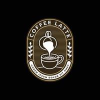 logotipo de café de arte de linha vintage e modelo de emblema vetor