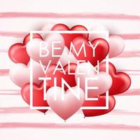 ilustração vetorial de modelo de cartão de feliz dia dos namorados com balões de coração rosa e vermelho vetor