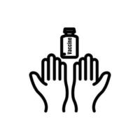 ícone de mão com medicamento de vacina. adequado para símbolo de vacina, saúde. estilo de ícone de linha. design simples editável. vetor de modelo de design