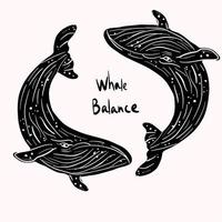 Equilíbrio da vida marinha da baleia negra vetor