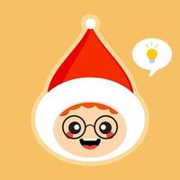 crianças de natal bonito dos desenhos animados. menino com ilustração vetorial de chapéu de Papai Noel em estilo simples. mascote kawaii para natal, inverno, ano novo, web ou cartões de felicitações, vetor