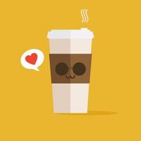 um ícone de xícara de café com logotipo de grãos de café, design plano de ilustração vetorial. vetor