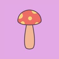 ícone de vetor de cogumelo vermelho. cogumelos vermelhos dos desenhos animados na grama isolada no fundo branco. cogumelo venenoso da floresta. amanita em estilo simples. ilustração vetorial