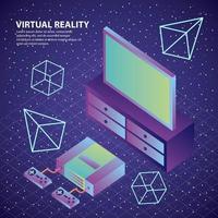 console de realidade virtual controla figuras 3d da televisão vetor