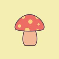 ícone de vetor de cogumelo vermelho. cogumelos vermelhos dos desenhos animados na grama isolada no fundo branco. cogumelo venenoso da floresta. amanita em estilo simples. ilustração vetorial