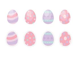 conjunto de vetor de ilustração de coleção de ovos de páscoa coloridos
