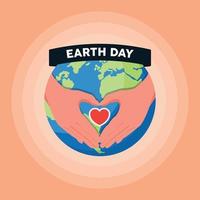 amo a terra com as mãos. salve o conceito de terra. 22 de abril. conceito do dia mundial da terra. ilustração vetorial plana colorida. vetor