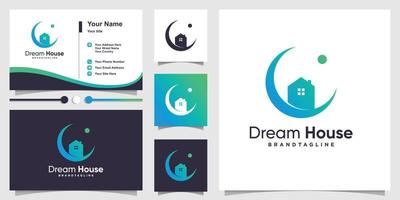 logotipo da casa dos sonhos com conceito moderno e modelo de design de cartão de visita premium vetor