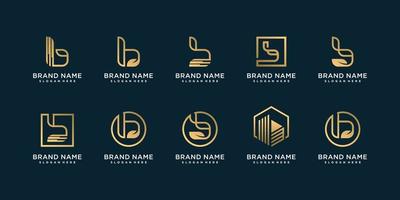 conjunto de coleção de logotipo de carta com b inicial para empresa com vetor premium de conceito criativo