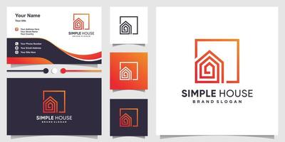 modelo de logotipo de casa simples e vetor premium de cartão de visita