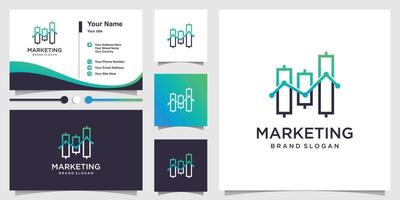 logotipo de marketing com conceito de gráfico criativo e modelo de cartão de visita premium vetor