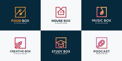 conjunto de logotipo de caixa com vetor premium de estilo de elemento diferente
