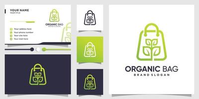 logotipo de saco orgânico com conceito abstrato moderno e vetor premium de design de cartão de visita