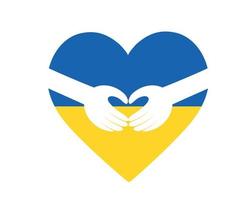 design ucrânia nacional europa bandeira coração emblema com mãos símbolo ilustração vetorial abstrata vetor