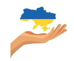 emblema de mapa de bandeira da ucrânia com símbolo de mão abstrato europa nacional design de ilustração vetorial vetor