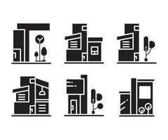 ilustração vetorial de ícones de prédio de casas e apartamentos vetor