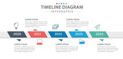 modelo de infográfico para negócios. Diagrama de linha do tempo moderno de 5 etapas com roteiro, infográfico de vetor de apresentação.