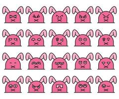 conjunto de emoticons de coelho mudo vetor