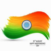 Dia da independência da Índia bela onda bandeira indiana vetor