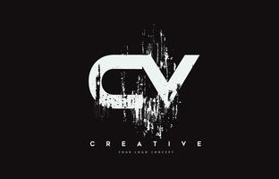 cv cv grunge escova logotipo design em ilustração vetorial de cores brancas. vetor