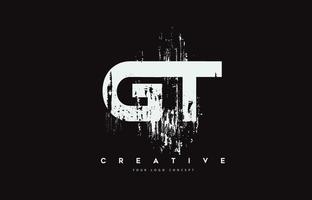 gt gt grunge carta logotipo design em ilustração vetorial de cores brancas. vetor