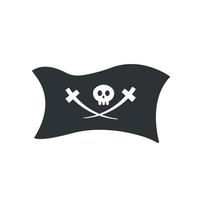 bandeira pirata com caveira e espadas cruzadas vetor