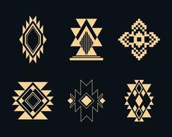 conjunto de elementos decorativos tribais. padrão étnico para design têxtil. ornamento geométrico asteca. vetor